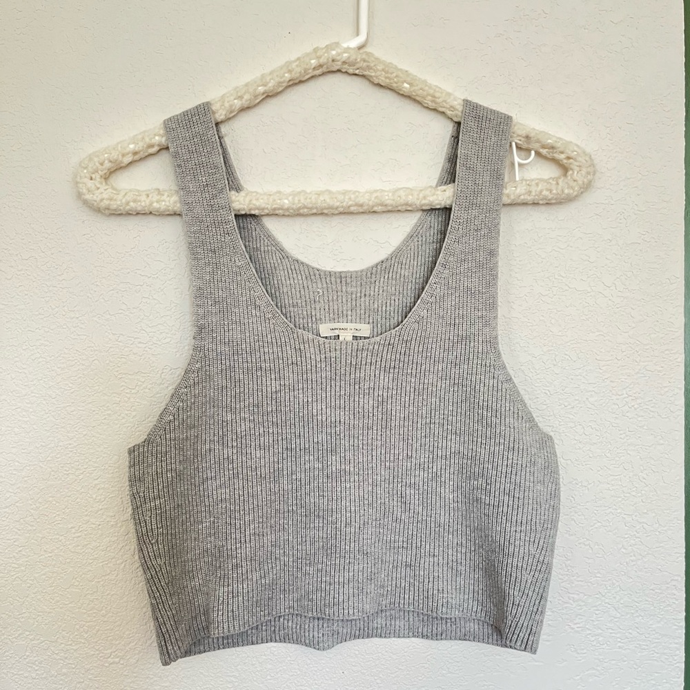 Aritzia Wilfred Free Cordero Gray Ribbed Knit Women's Top